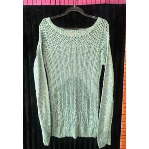 Mossimo Supply Co Women’s Medium Sage Green Open Knit Long Sleeve Sweater